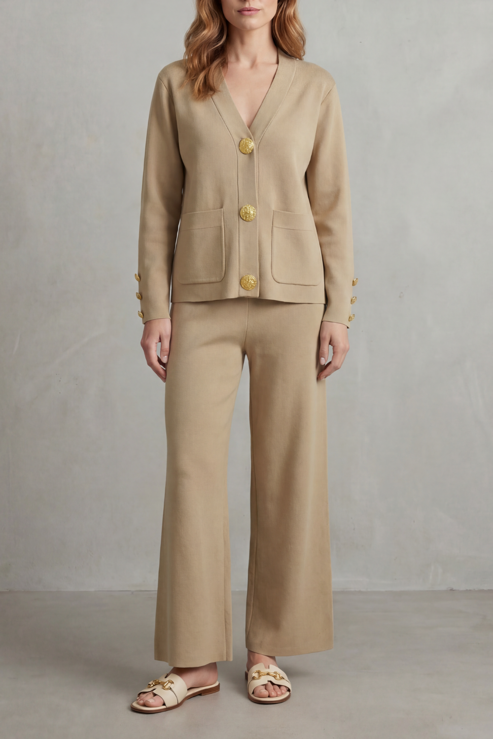 Wide-Leg Buttoned Lounge Set