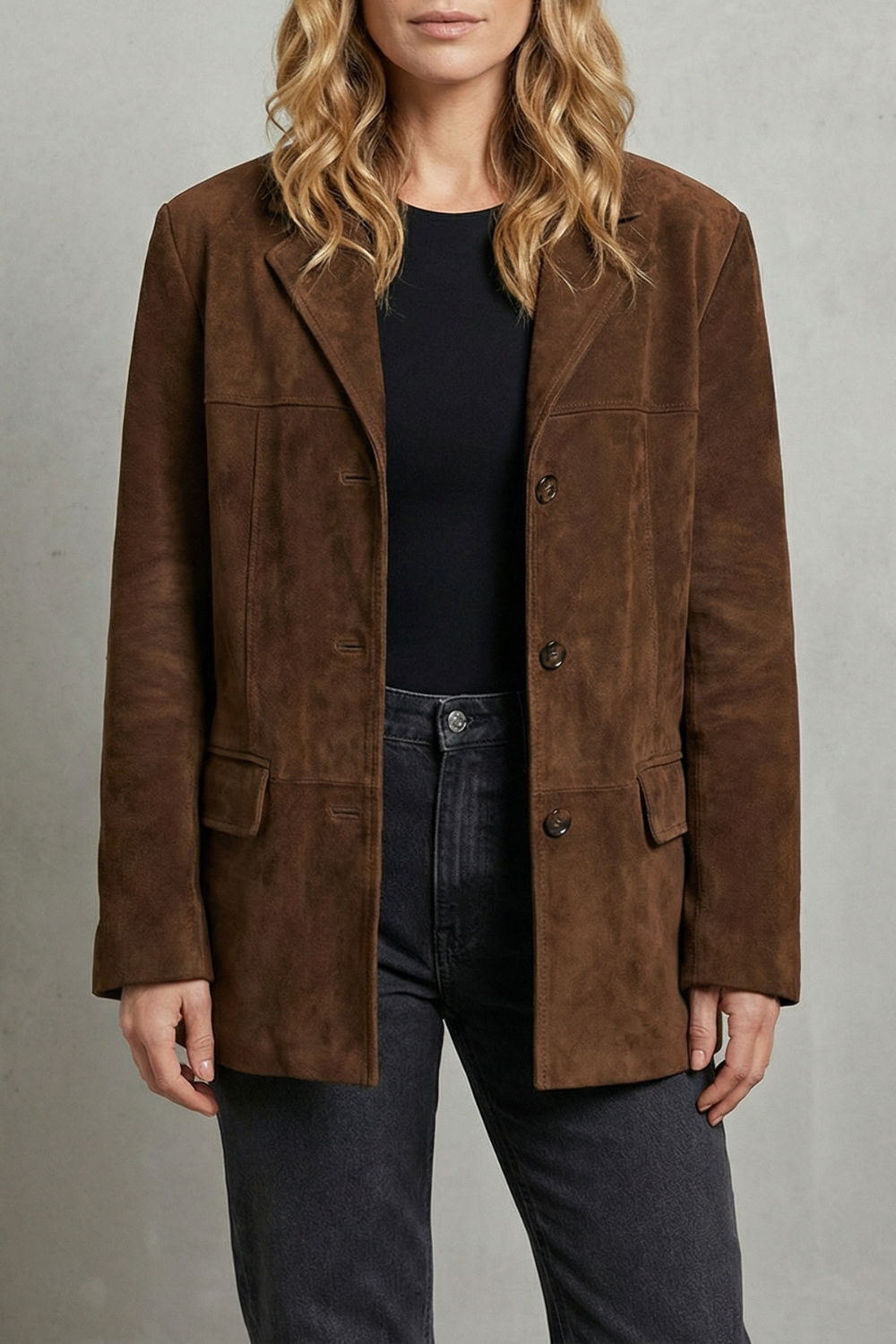 Lapel Suede Blazer