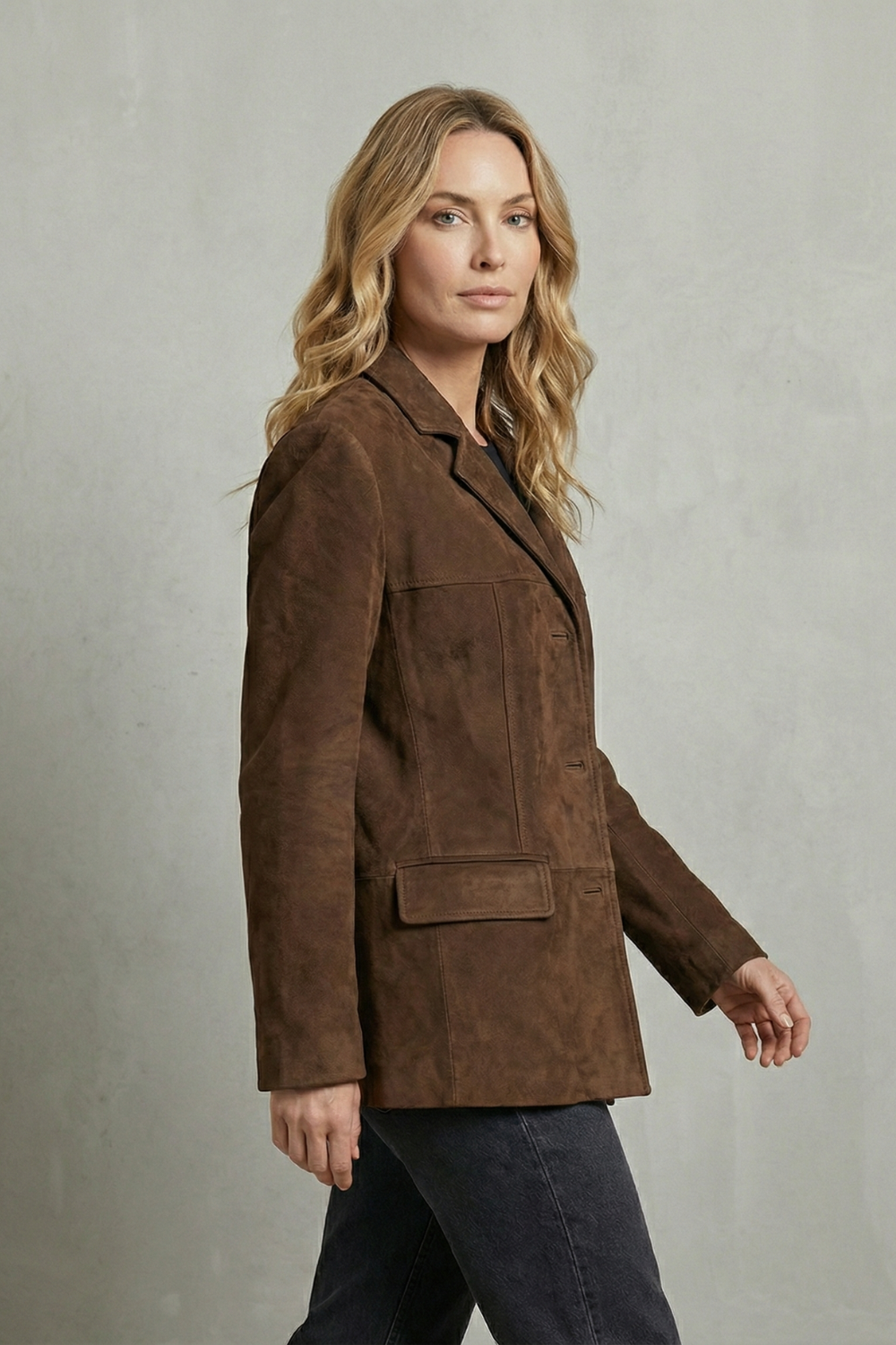 Lapel Suede Blazer