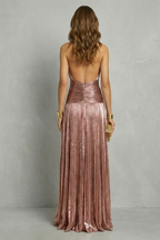 Halter Pleated Maxi Dress