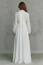 Long Sleeve Button Front Mao Collar Maxi Dress