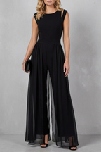 Crew Neck Wide-Leg Evening Jumpsuit
