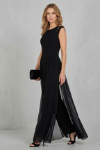 Crew Neck Wide-Leg Evening Jumpsuit