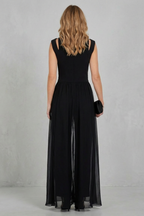 Crew Neck Wide-Leg Evening Jumpsuit
