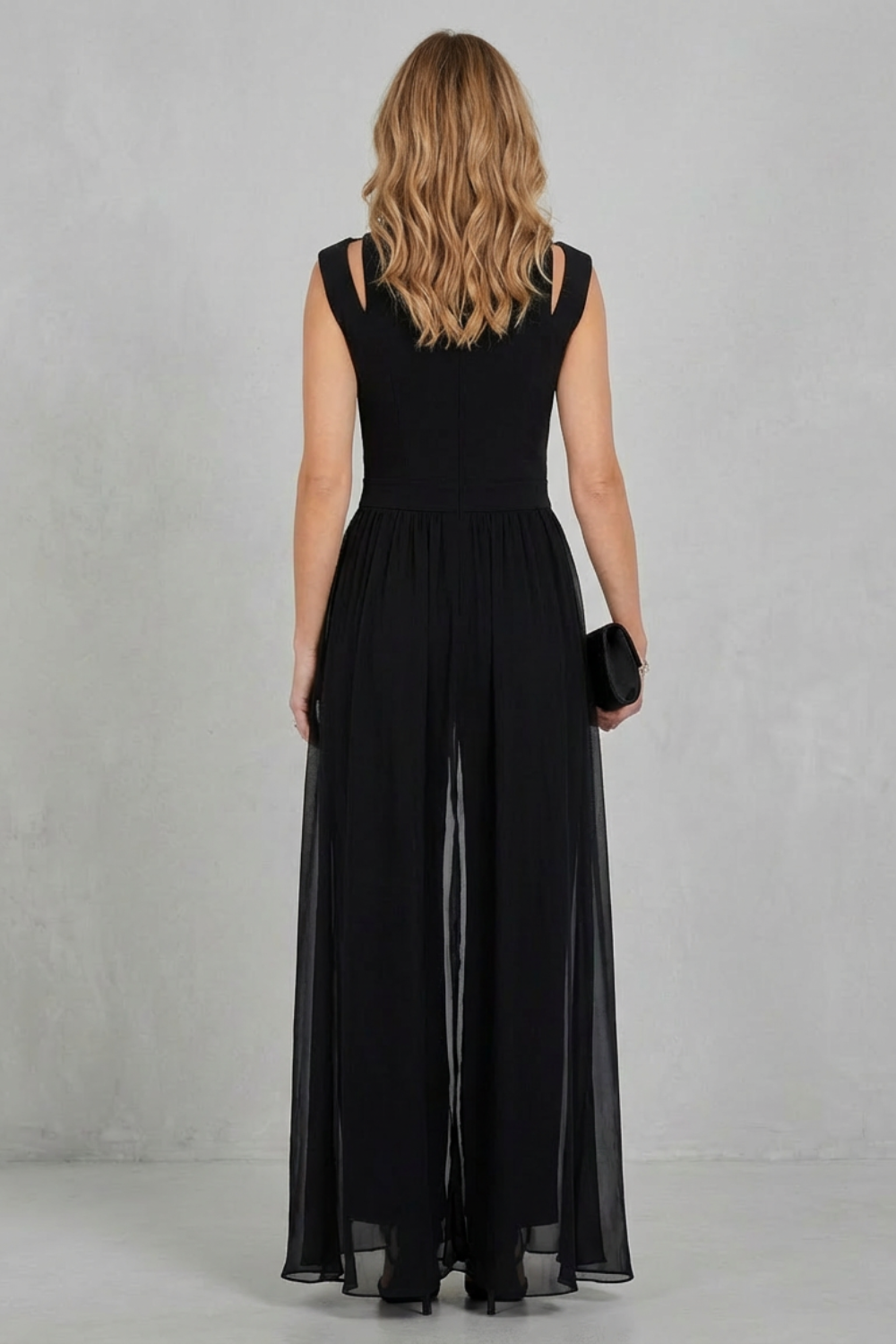 Crew Neck Wide-Leg Evening Jumpsuit