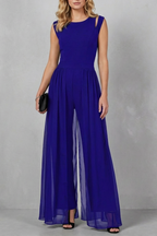 Crew Neck Wide-Leg Evening Jumpsuit