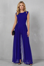 Crew Neck Wide-Leg Evening Jumpsuit