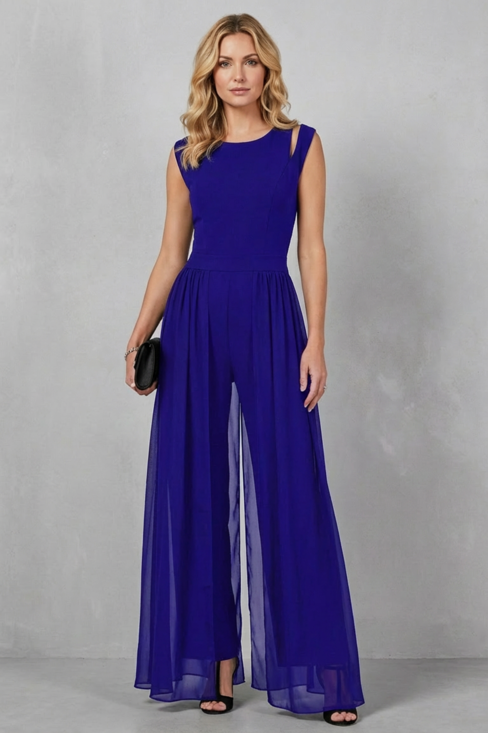 Crew Neck Wide-Leg Evening Jumpsuit
