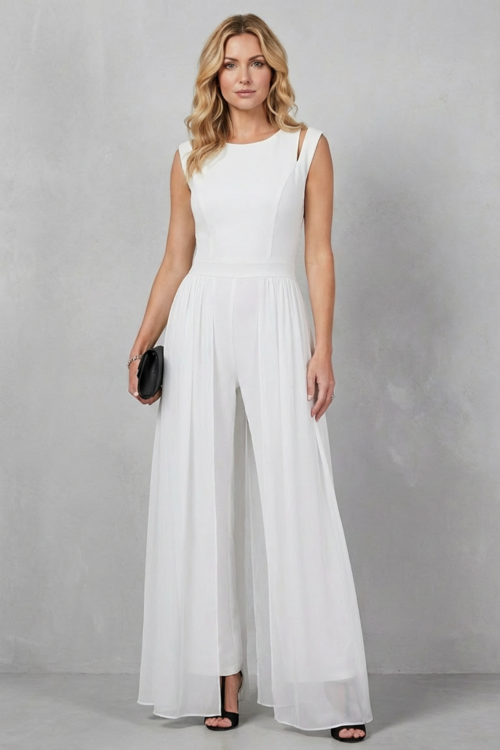 Crew Neck Wide-Leg Evening Jumpsuit