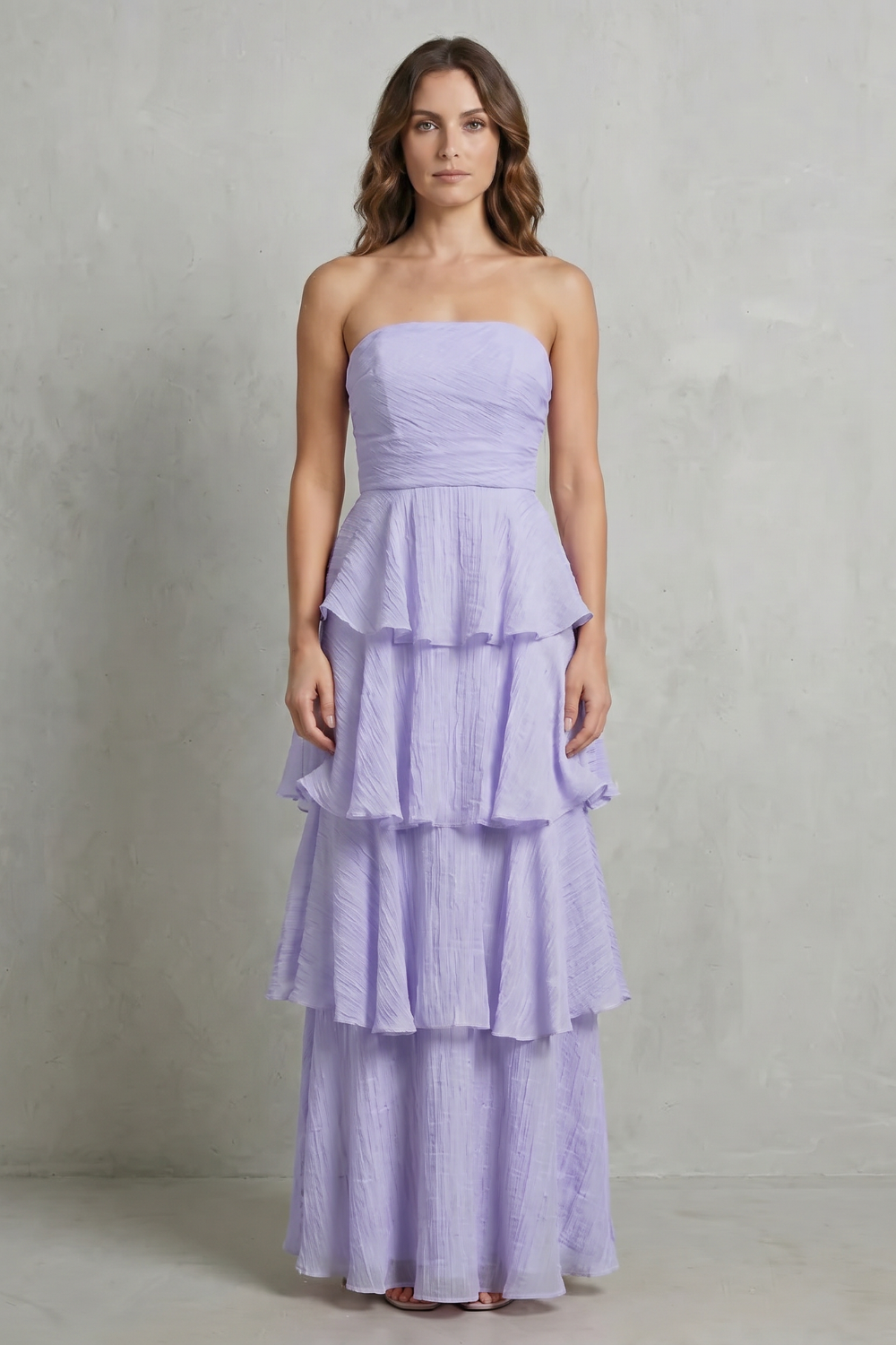 Ruffle Strapless Tiered Maxi Dress