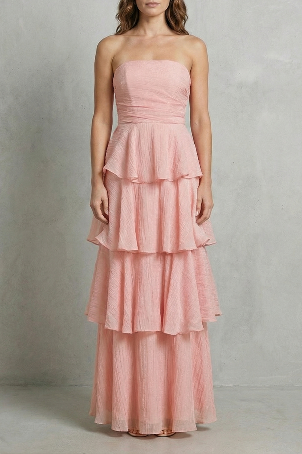 Ruffle Strapless Tiered Maxi Dress