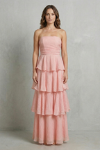 Ruffle Strapless Tiered Maxi Dress