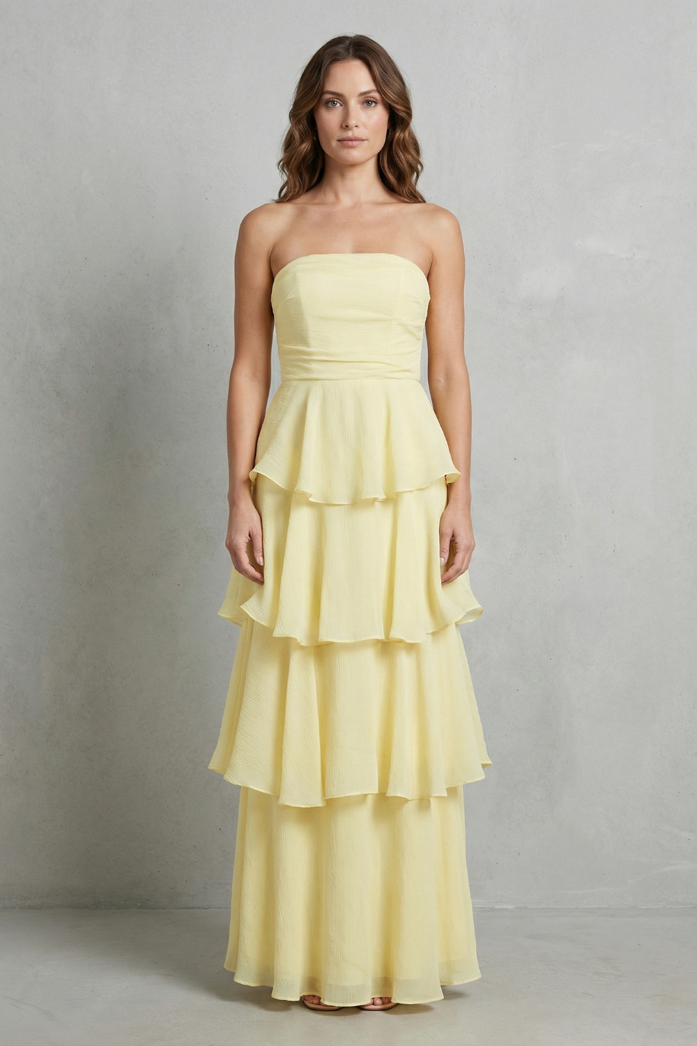 Ruffle Strapless Tiered Maxi Dress