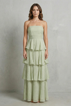 Ruffle Strapless Tiered Maxi Dress