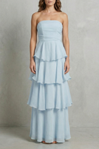 Ruffle Strapless Tiered Maxi Dress