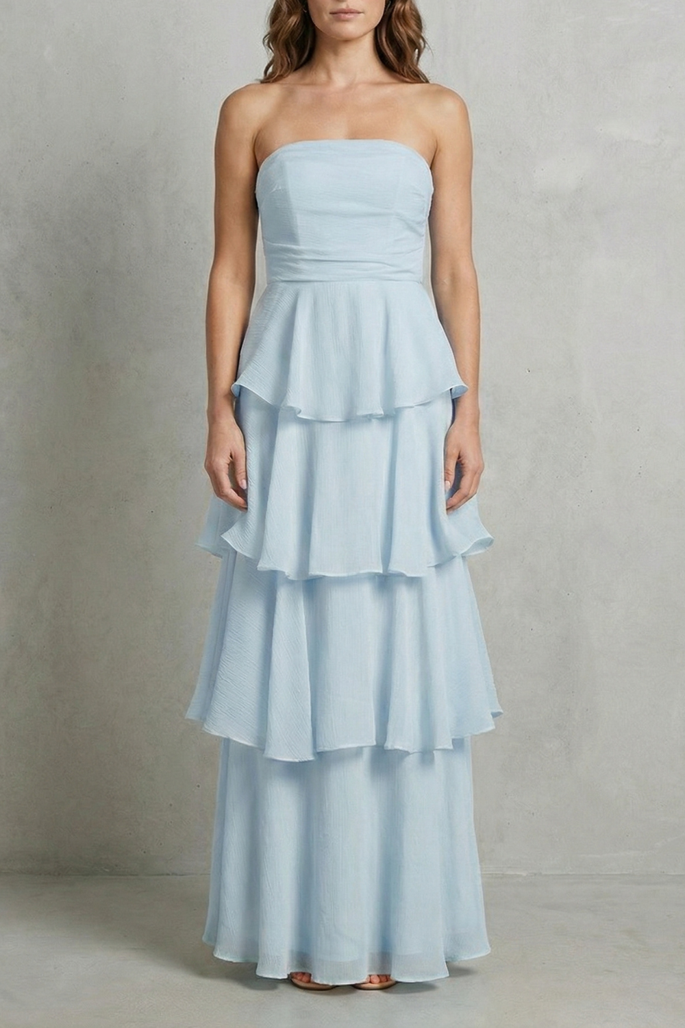 Ruffle Strapless Tiered Maxi Dress
