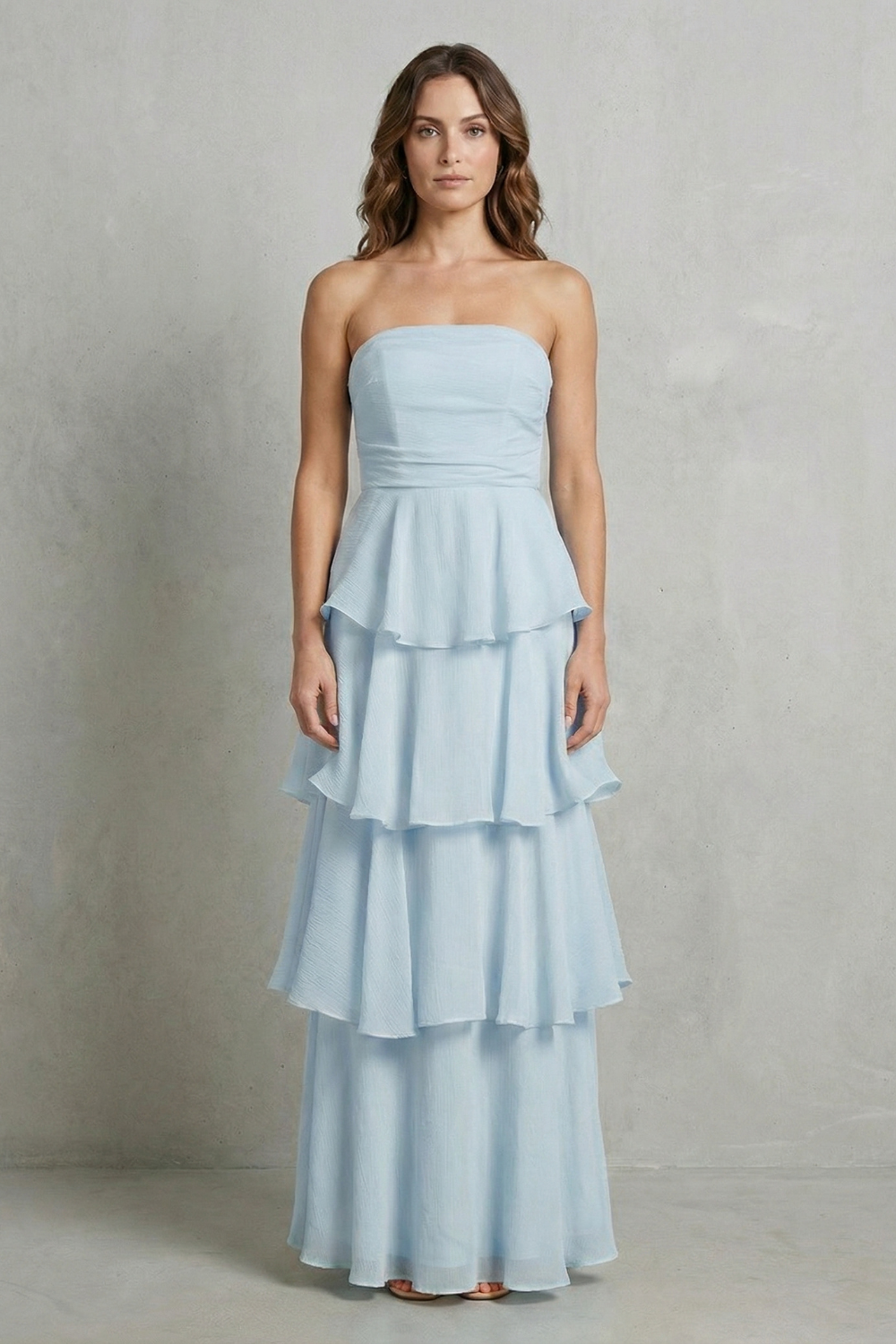 Ruffle Strapless Tiered Maxi Dress