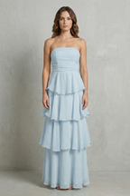 Ruffle Strapless Tiered Maxi Dress