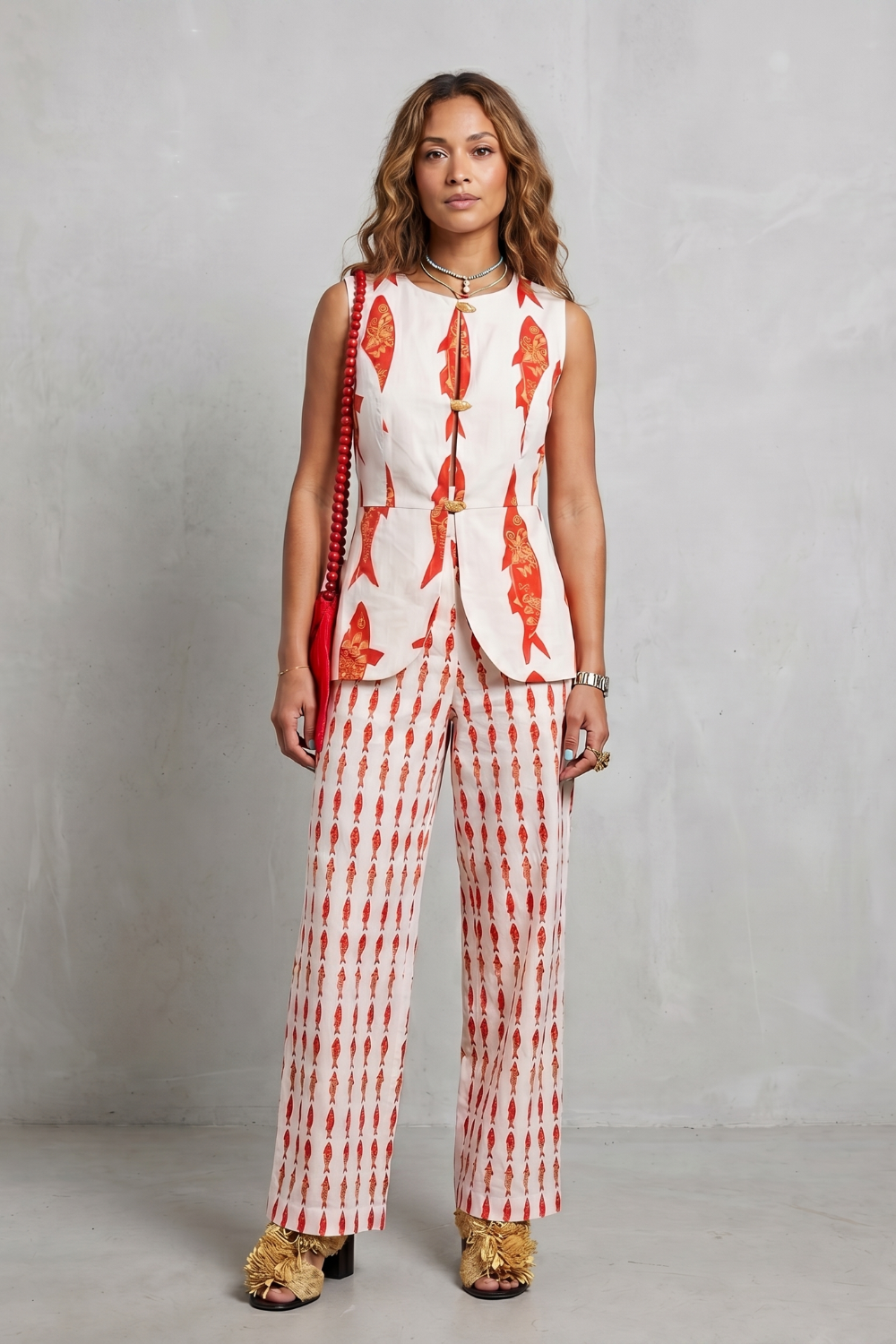 Mariselle – Coastal print sophistication – Trouser set