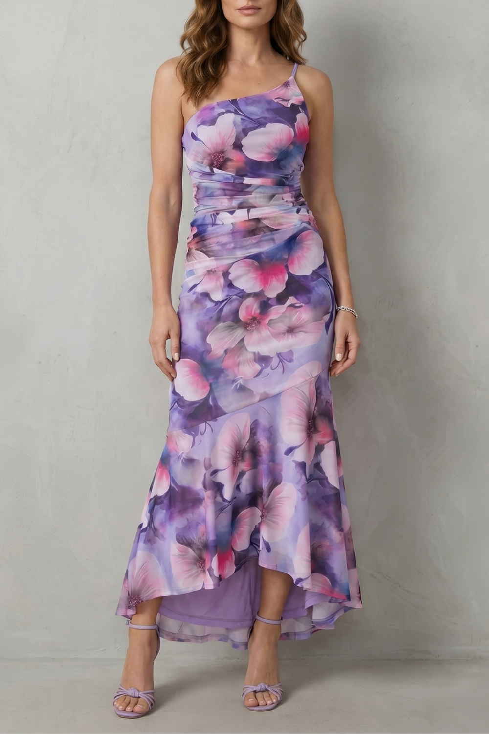 Floral One Shoulder Women’s One-Shoulder Maxi Dress
