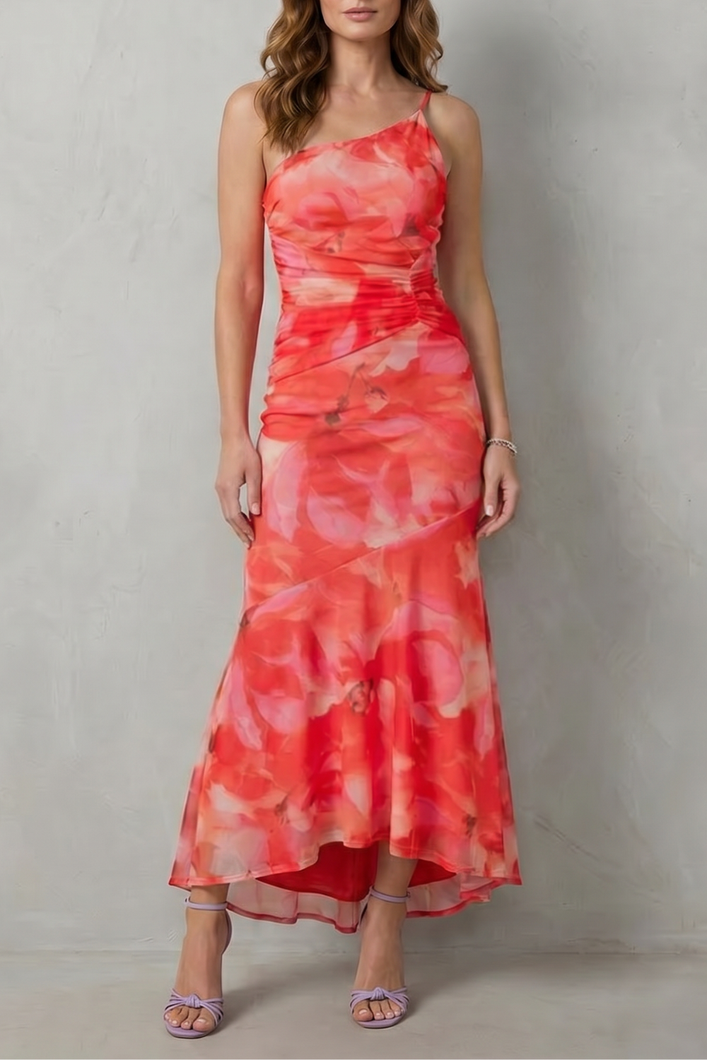 Floral One Shoulder Women’s One-Shoulder Maxi Dress
