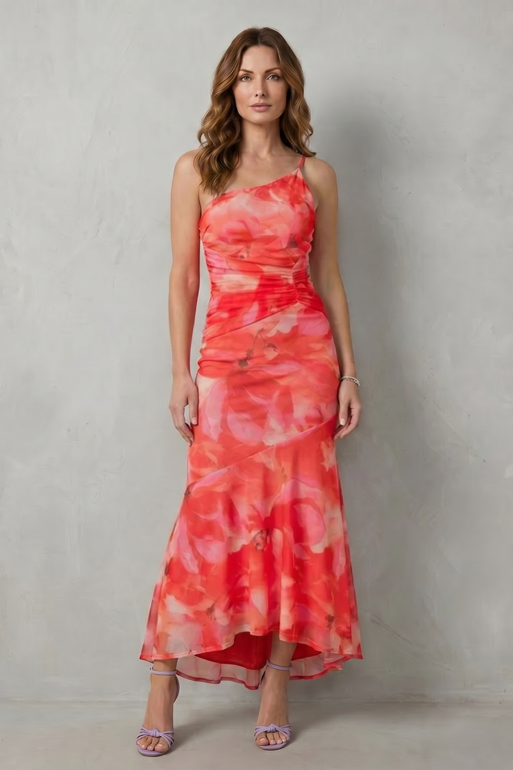 Floral One Shoulder Women’s One-Shoulder Maxi Dress