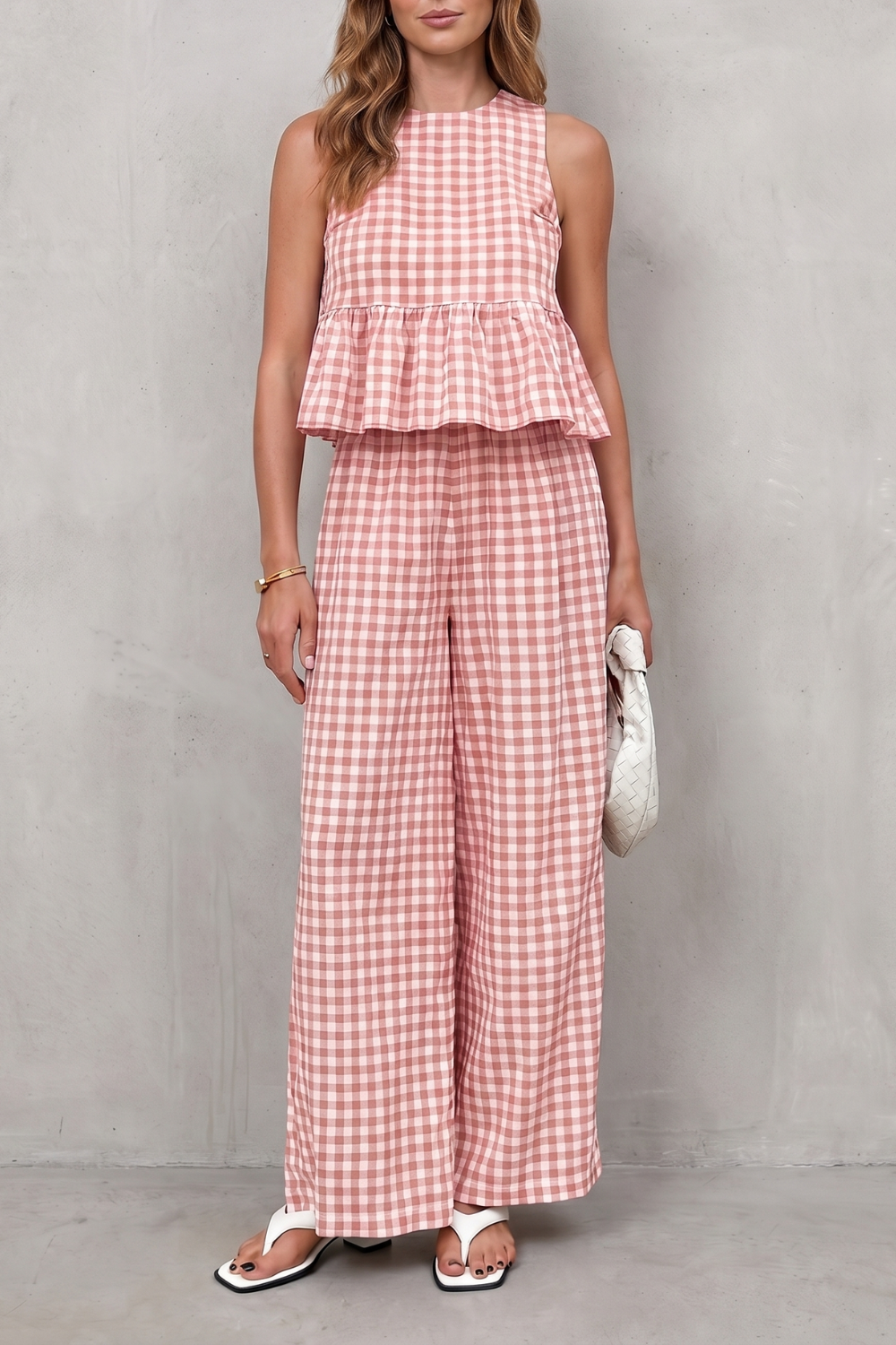 Marivelle – Charming gingham pattern – Two-piece trouser set