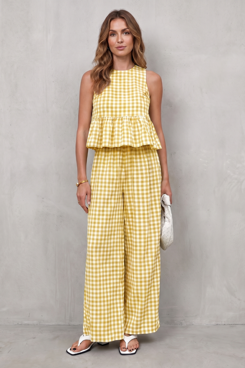 Marivelle – Charming gingham pattern – Two-piece trouser set