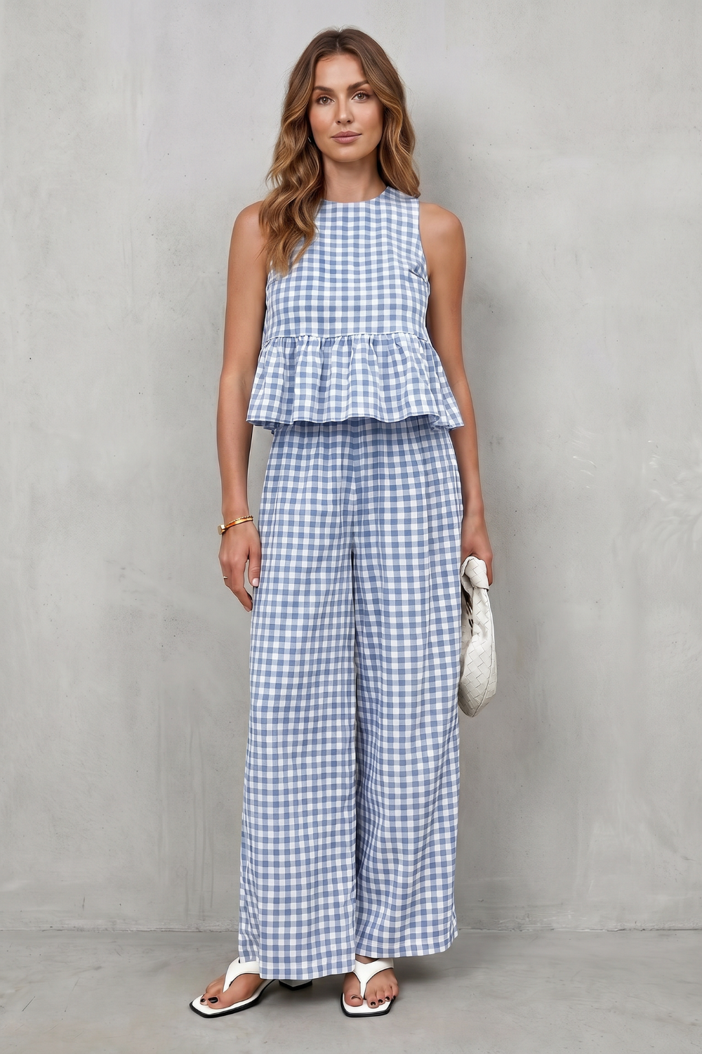 Marivelle – Charming gingham pattern – Two-piece trouser set