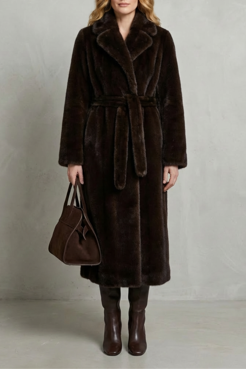 Lapel Oversized Faux Fur Long Coat