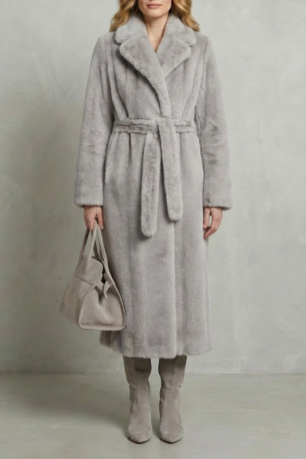 Lapel Oversized Faux Fur Long Coat