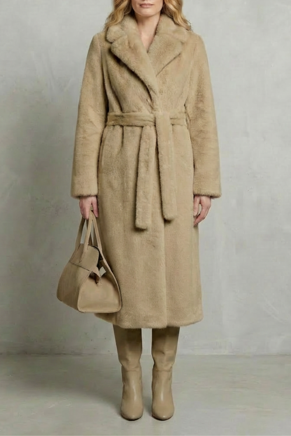 Lapel Oversized Faux Fur Long Coat