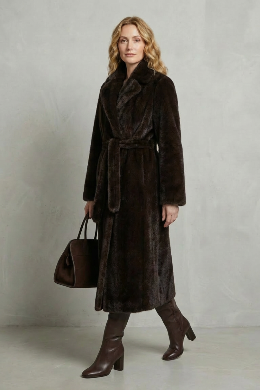 Lapel Oversized Faux Fur Long Coat