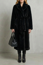Lapel Oversized Faux Fur Long Coat