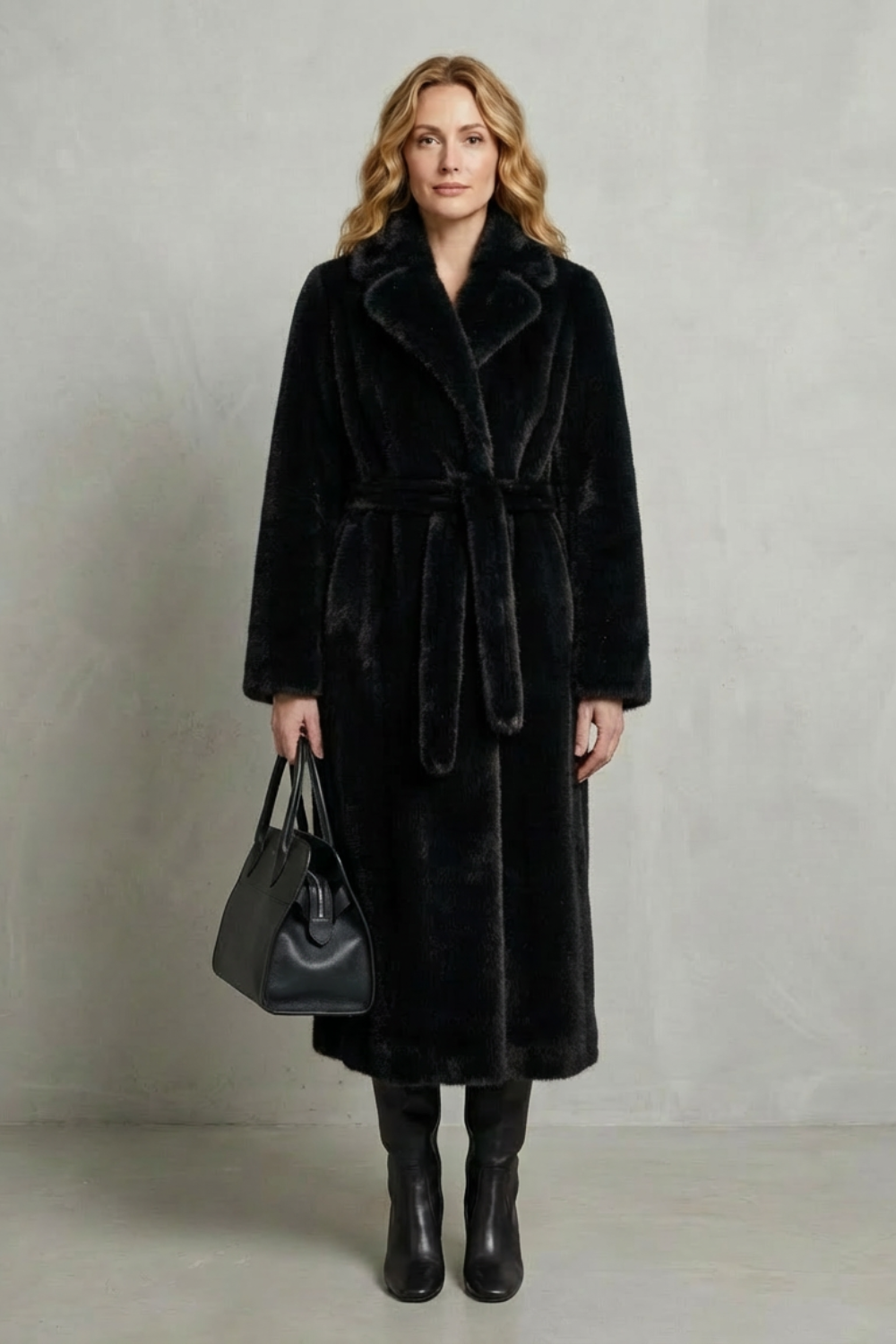 Lapel Oversized Faux Fur Long Coat