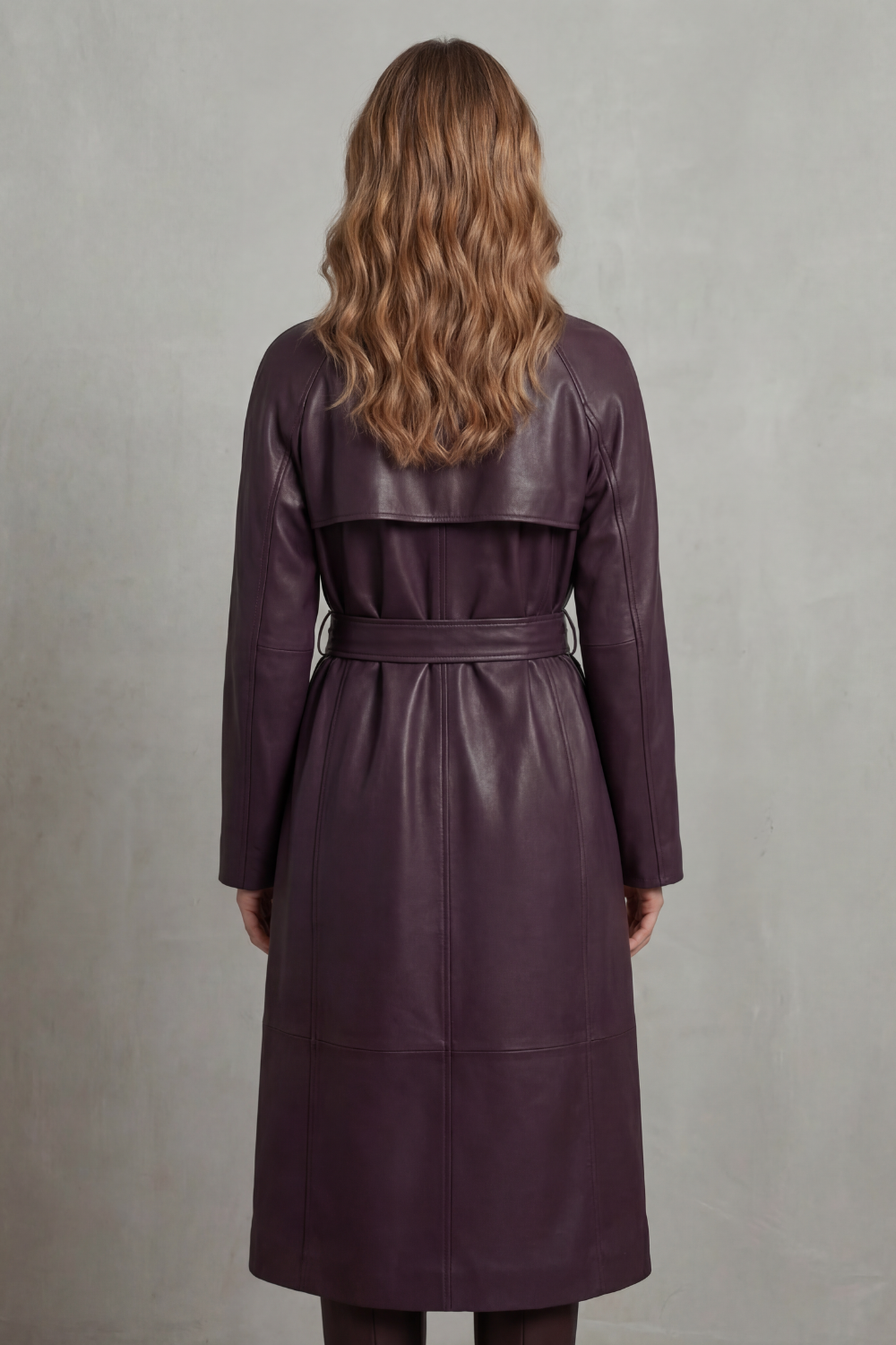Lapel Faux Leather Trench Coat