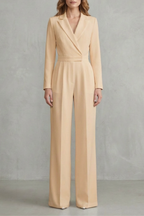 Lapel Long Sleeve Elegant Commuter Jumpsuit