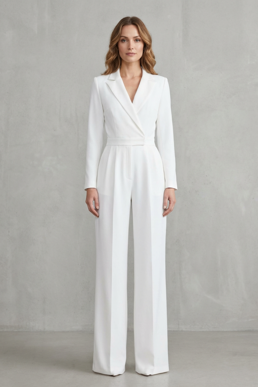 Lapel Long Sleeve Elegant Commuter Jumpsuit