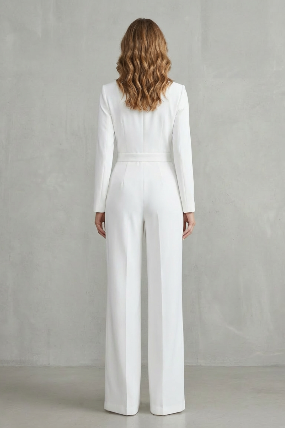 Lapel Long Sleeve Elegant Commuter Jumpsuit