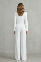 Lapel Long Sleeve Elegant Commuter Jumpsuit