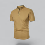 Mens Collarless Polo Shirt Short Sleeve