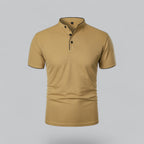 Mens Collarless Polo Shirt Short Sleeve