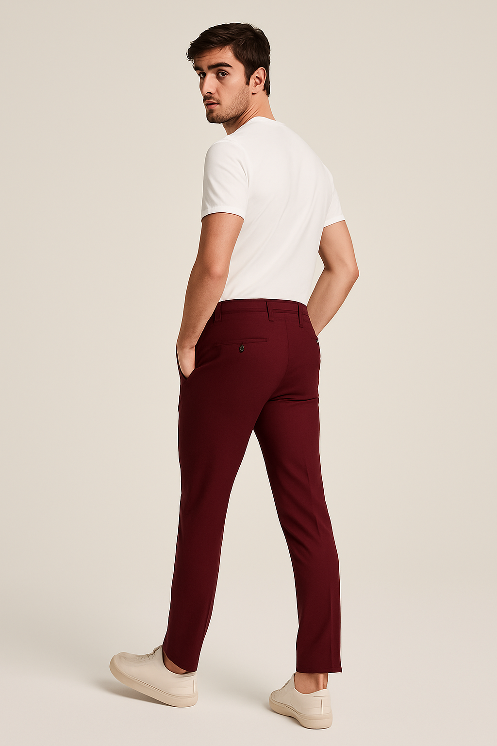 Slim Leg Trousers Tailored Fit Stretch