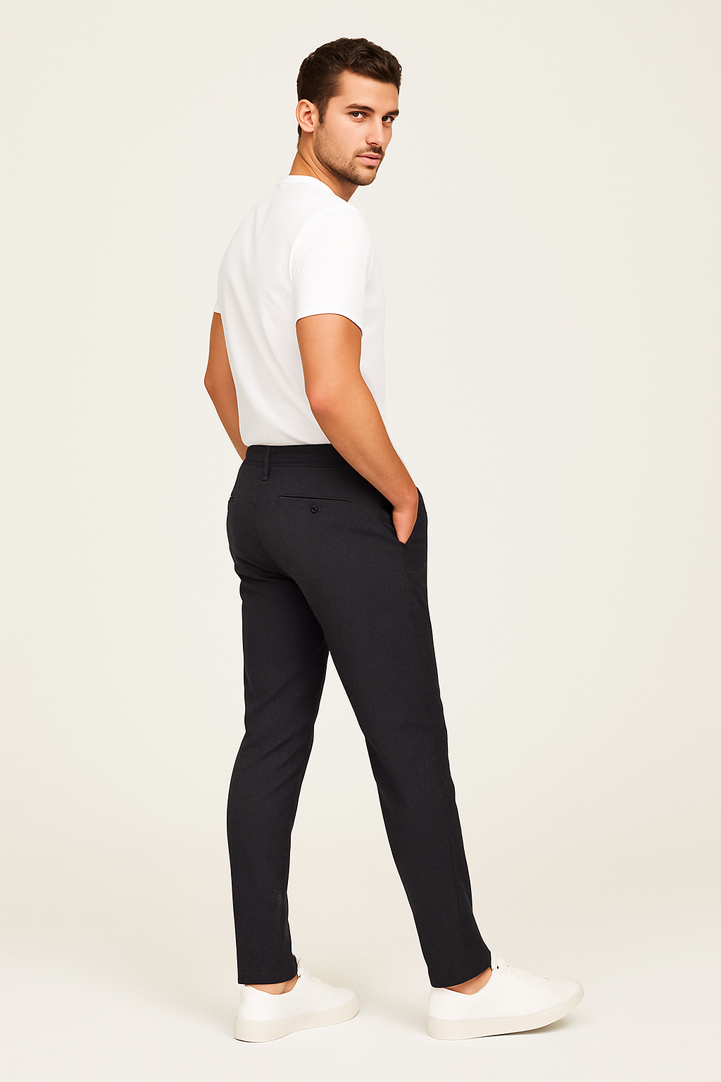 Slim Leg Trousers Tailored Fit Stretch