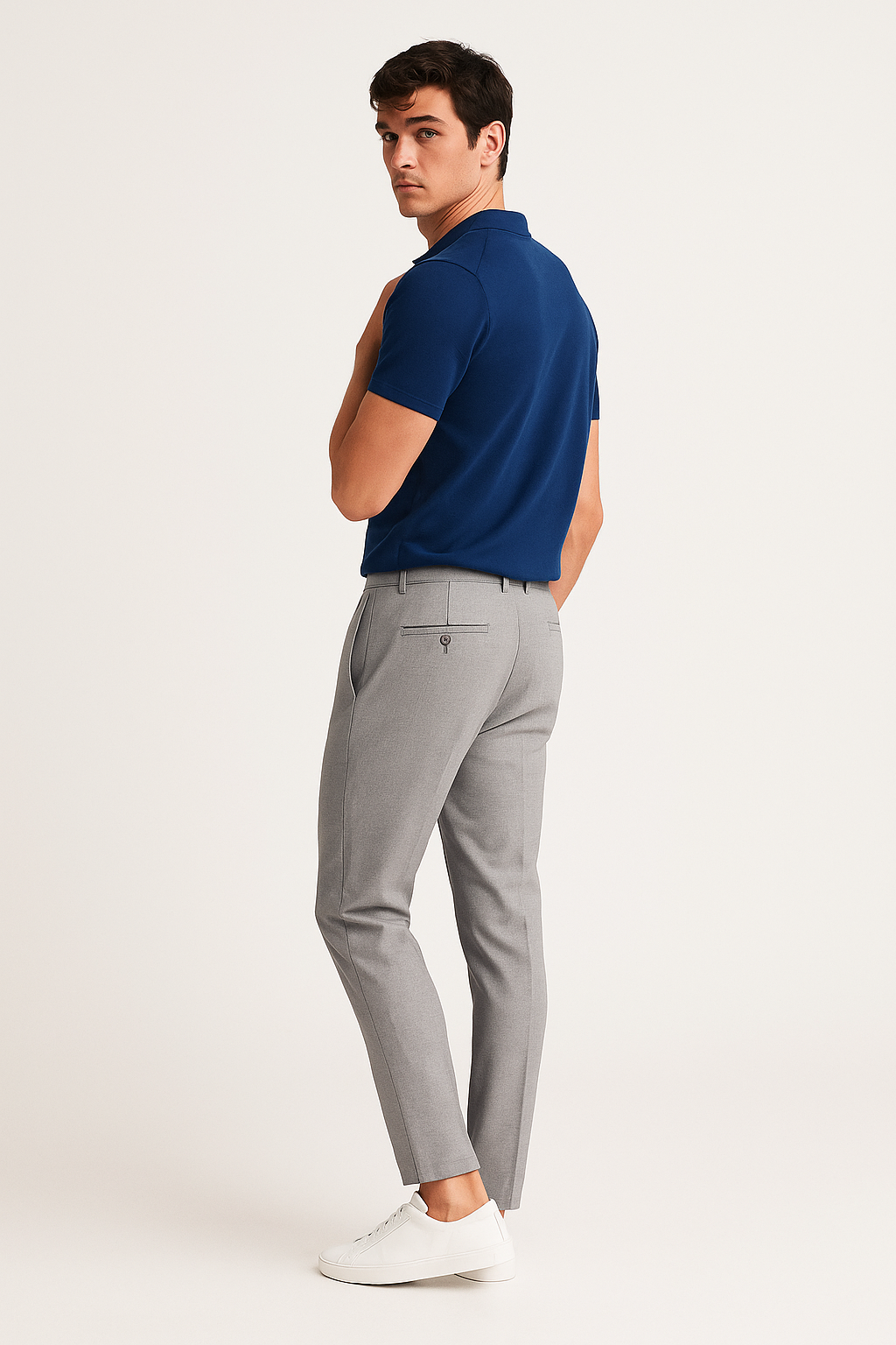 Slim Leg Trousers Tailored Fit Stretch