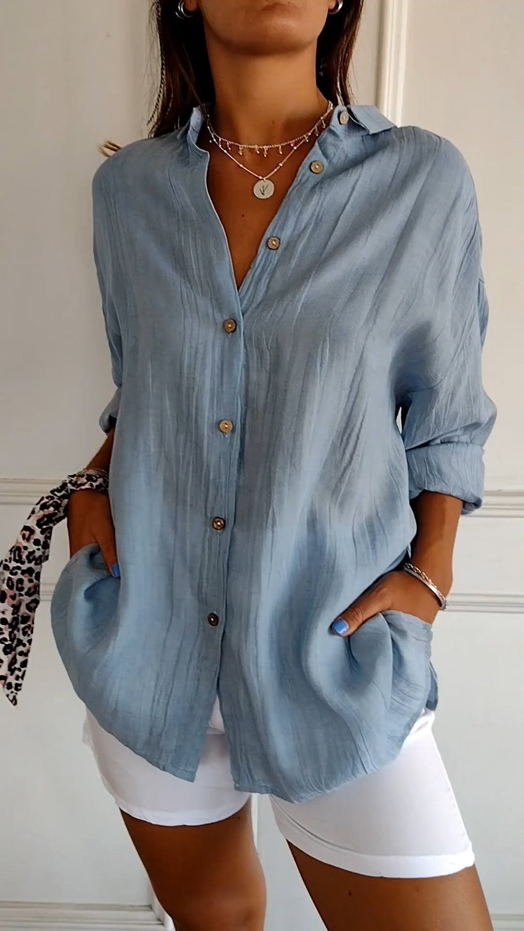 Button-Down Summer Shirt Lightweight Casual