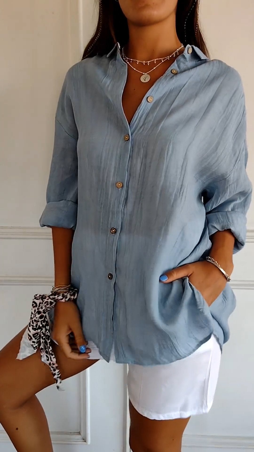 Button-Down Summer Shirt Lightweight Casual