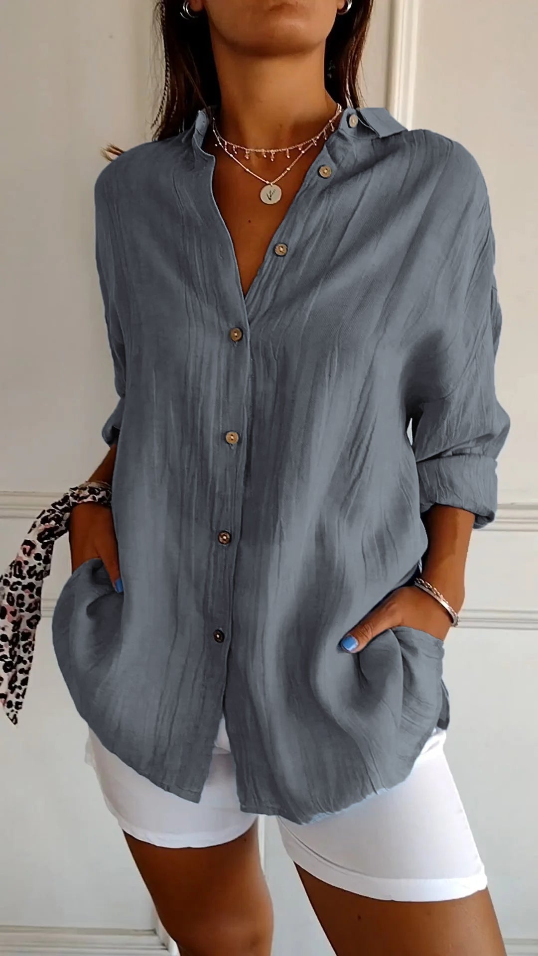 Button-Down Summer Shirt Lightweight Casual