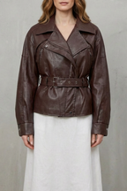 Oversized Faux Leather Sculpted Modern Jacket