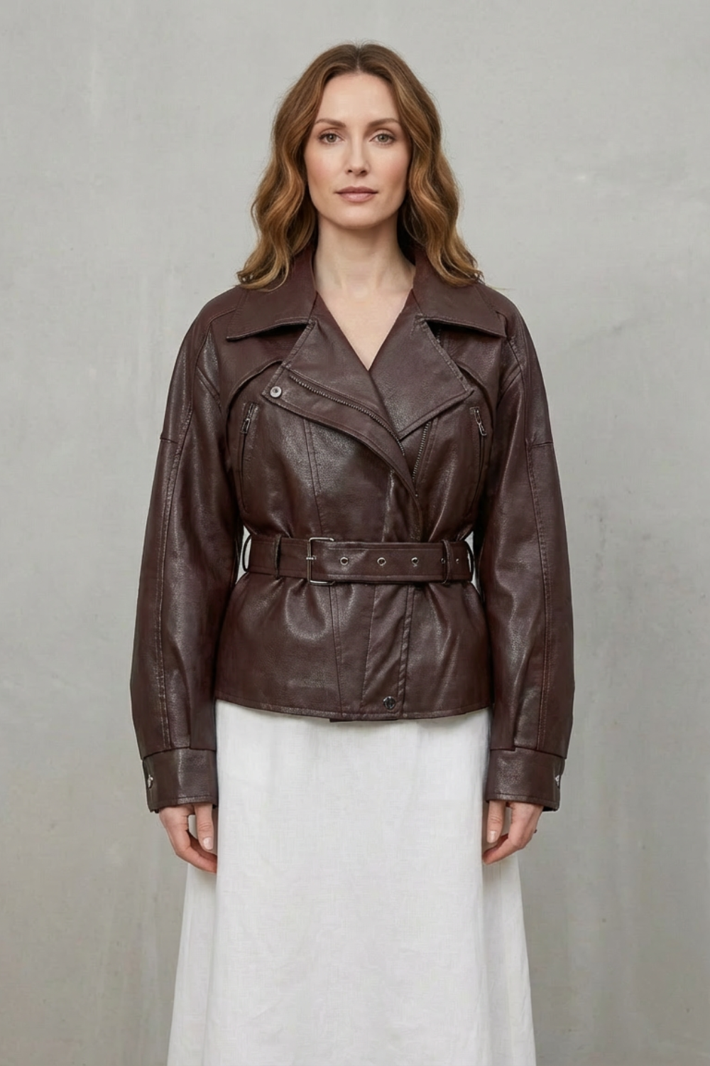 Oversized Faux Leather Sculpted Modern Jacket